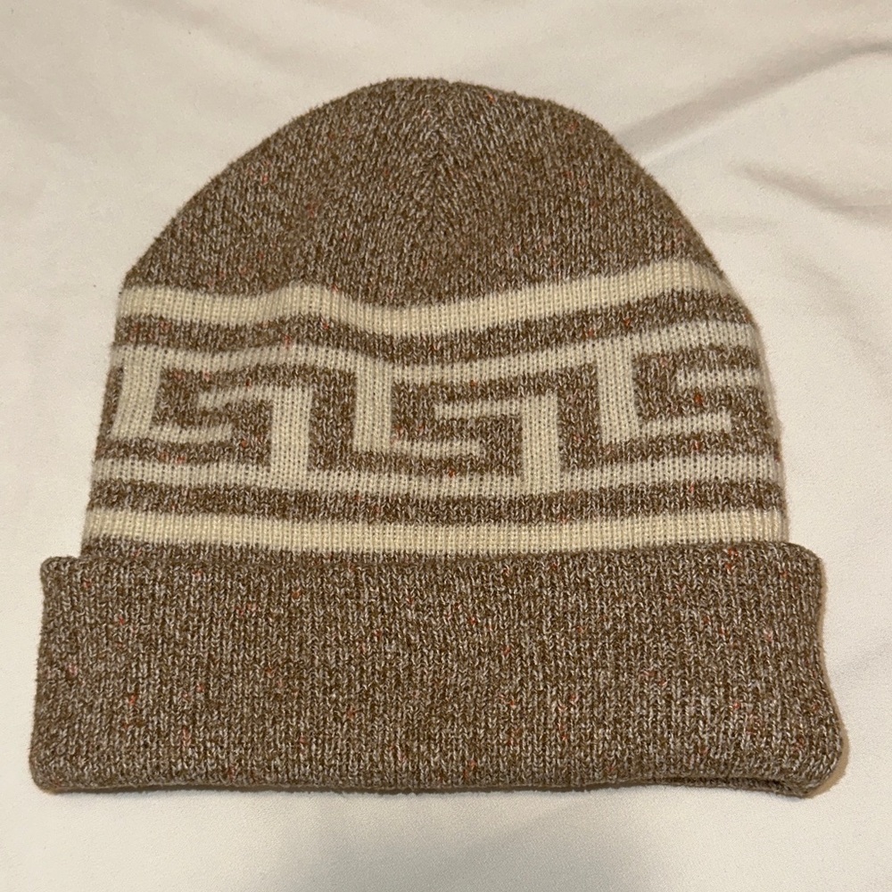 Brown and Cream Knit Beanie
